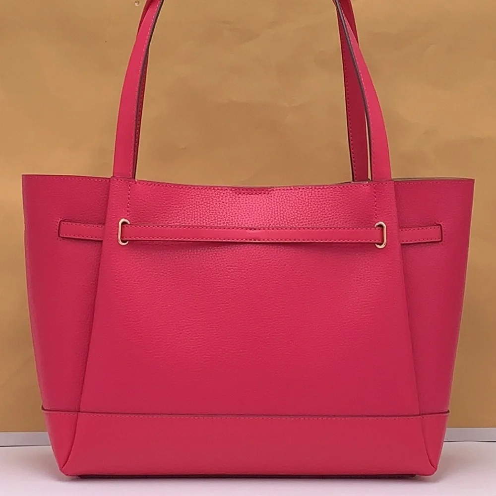 MICHAEL KORS Reed Large Logo Belted Shoulder Tote Bag Electric Pink